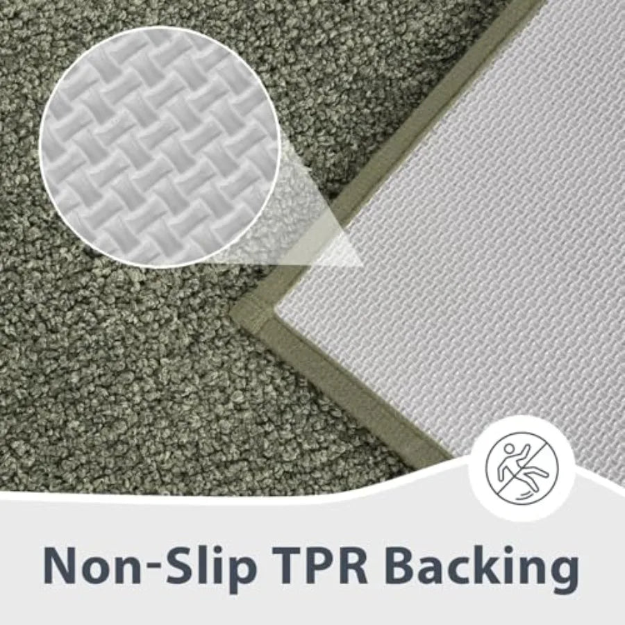 Extra Soft Absorbent Two-toned Olive Green & Sage Bathroom Rug