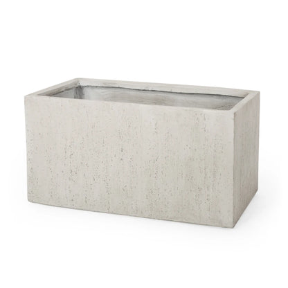 Large Rectangular Stonelike White Outdoor Planter