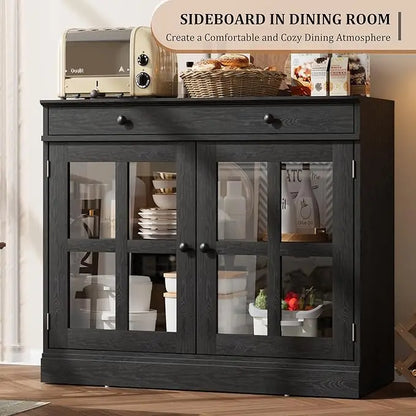 Elegant Modern Oak Sideboard featuring three adjustable shelves, ideal for dining or living room decor.