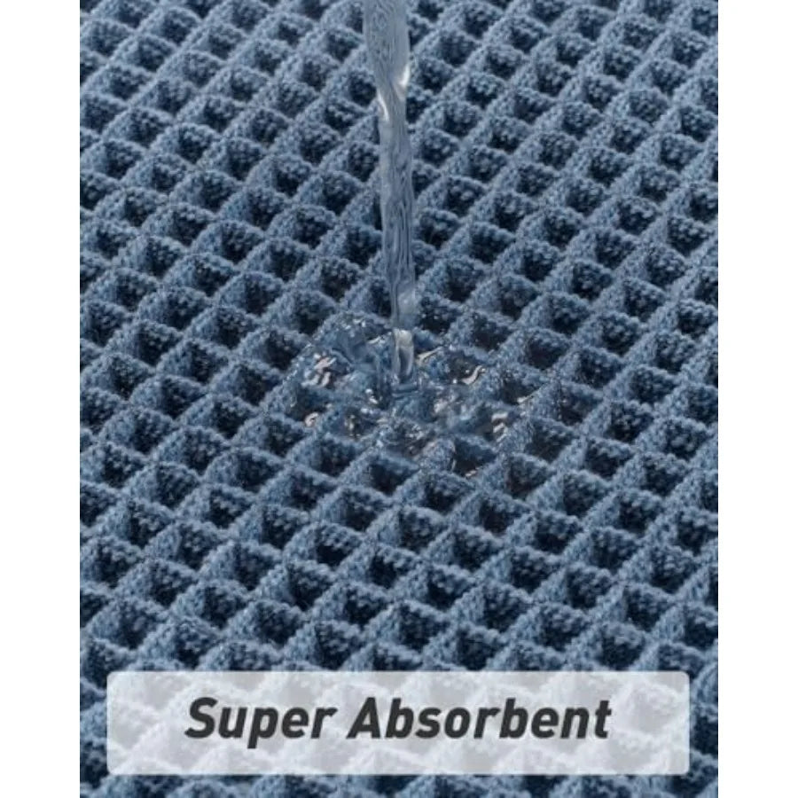 Blue Super Absorbent Upgraded Waffle Runner Rug  