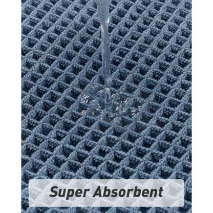 Blue Super Absorbent Upgraded Waffle Runner Rug  