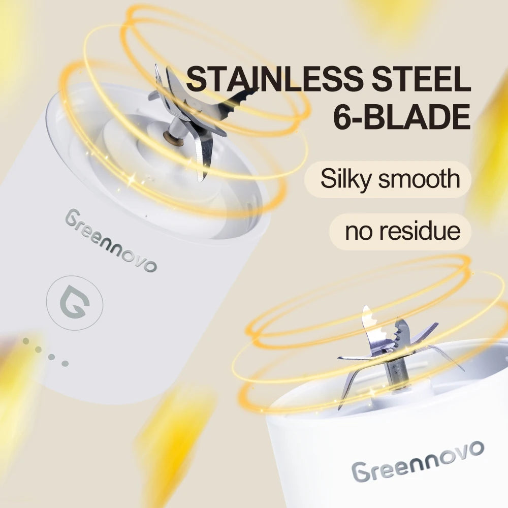GREENNOVO Portable Blender 500ML - USB Rechargeable Personal Juicer Cup with USB charging design
