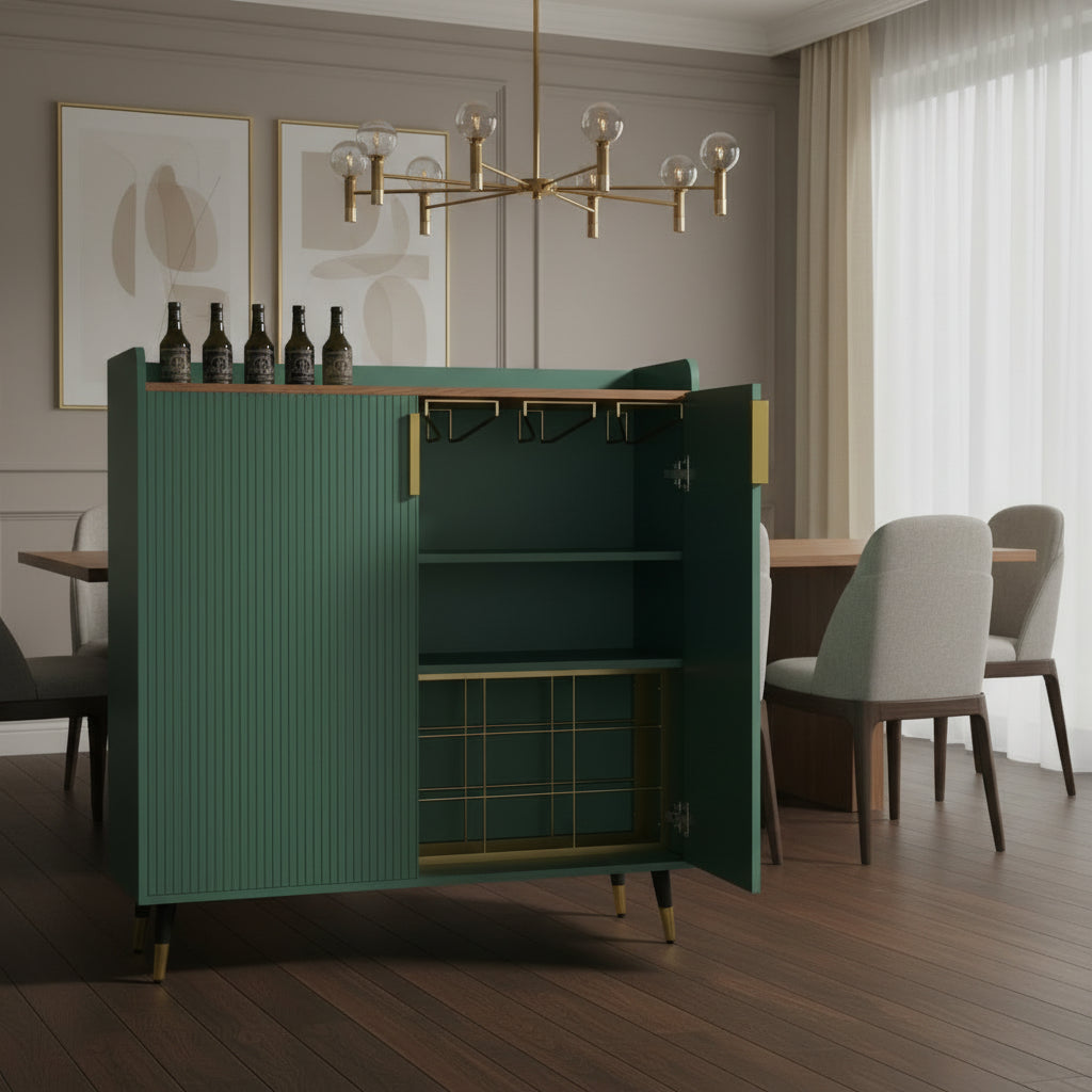 Modern Wall-Mounted Wine Rack with 9-Bottle and 6-Glass capacity, ideal for adding a touch of luxury to home decor.