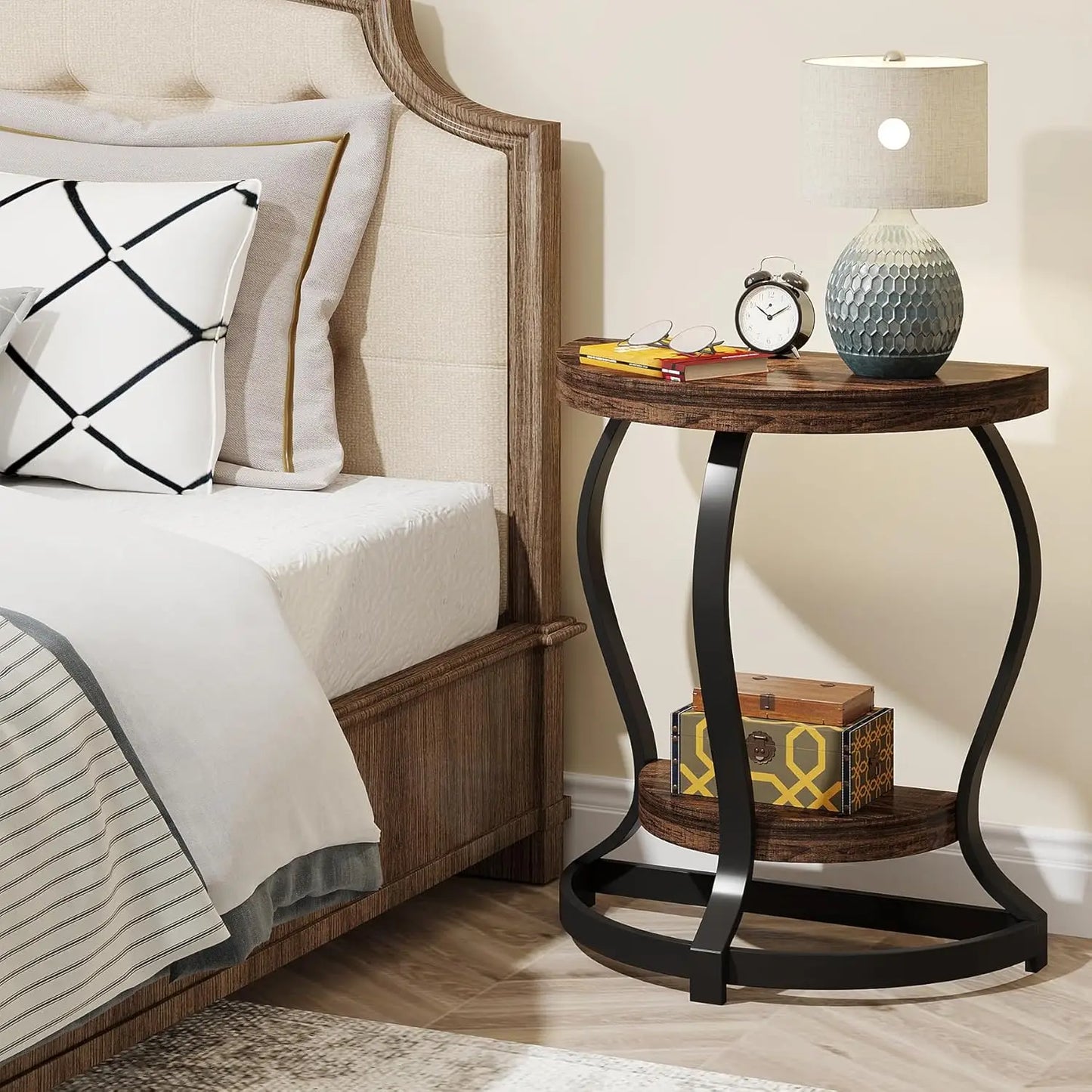 Elegant Vintage Style Half Moon Side Table for Living Room