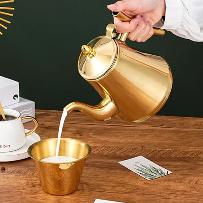 Gold/Silver Stainless Steel Coffee Pot w/Detachable  Filter