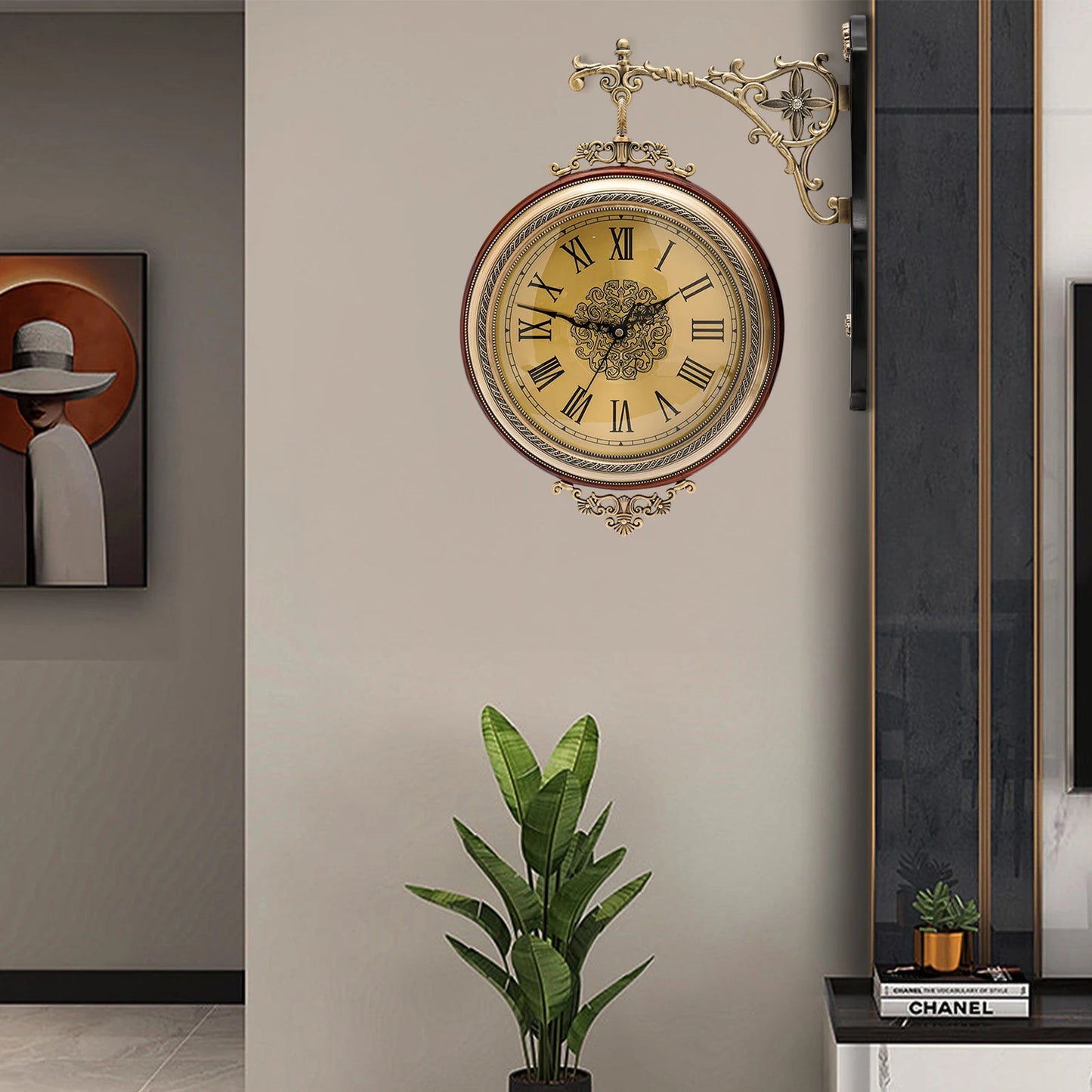 Double Sided Vintage Wall Clock