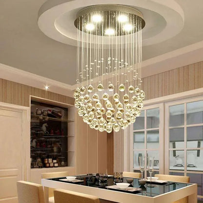Modern 6-Light K9 Crystal Raindrop Chandelier
