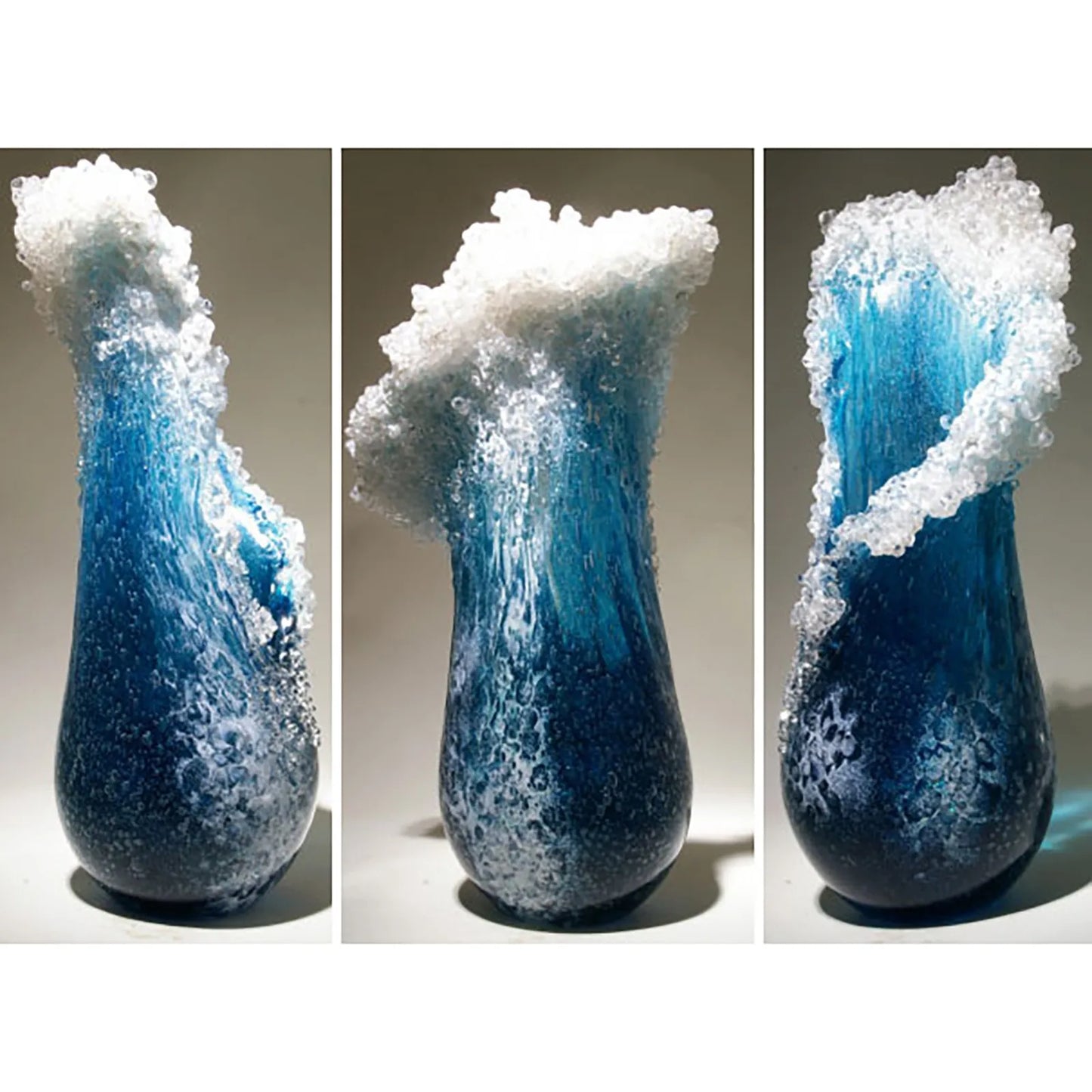 Modern &  Majestical Ocean Blue Sea Wave Resin Flower Vase
