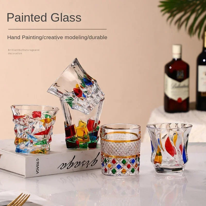 "The Rainbow Glossy" Handmade Lead-free Crystal Glass Whiskey Glass