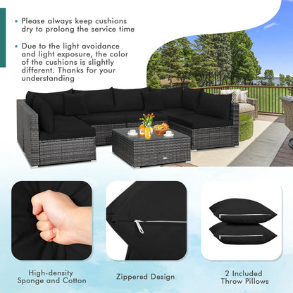 Modern 7-Piece PE Rattan Sectional Sofa Set