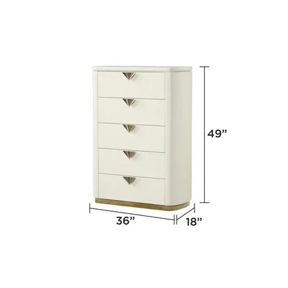 Luxurious 5-Piece Queen Upholstered Beige Bedroom Set w/Gold Accents 