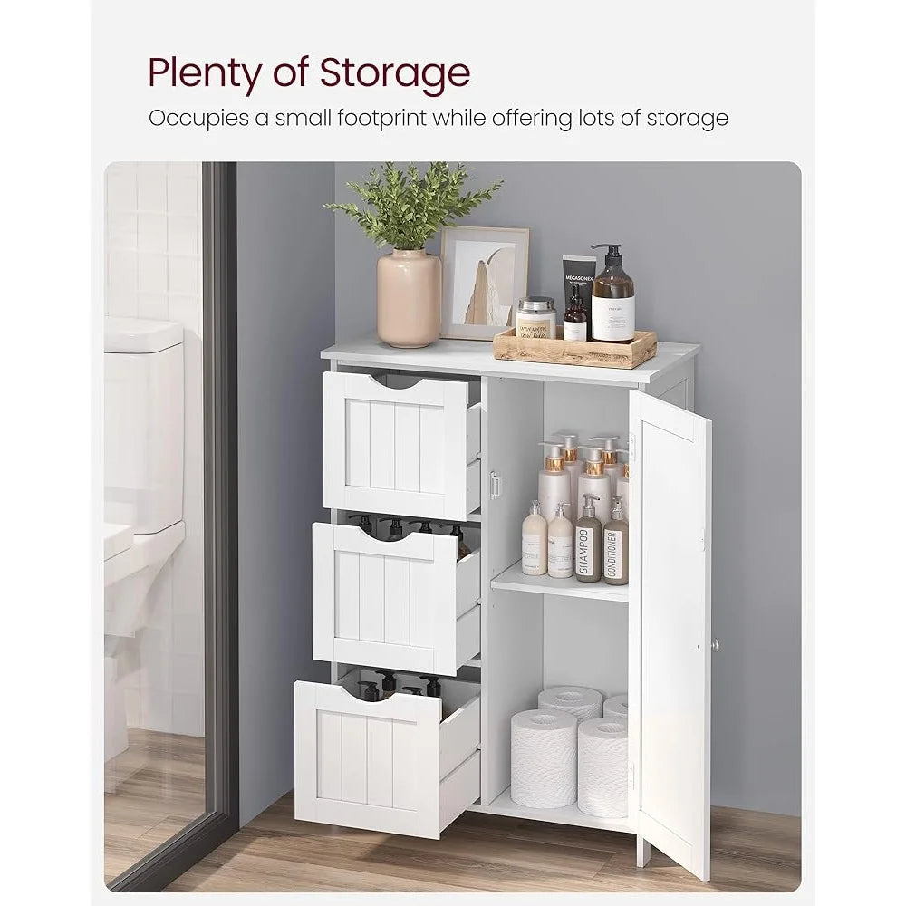 Bathroom Floor Cabinet w/3 Adjustable Drawers