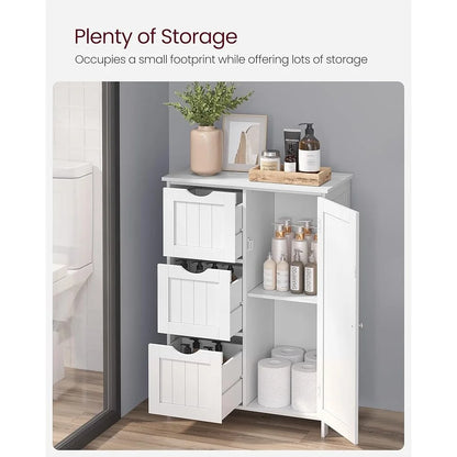 Bathroom Floor Cabinet w/3 Adjustable Drawers