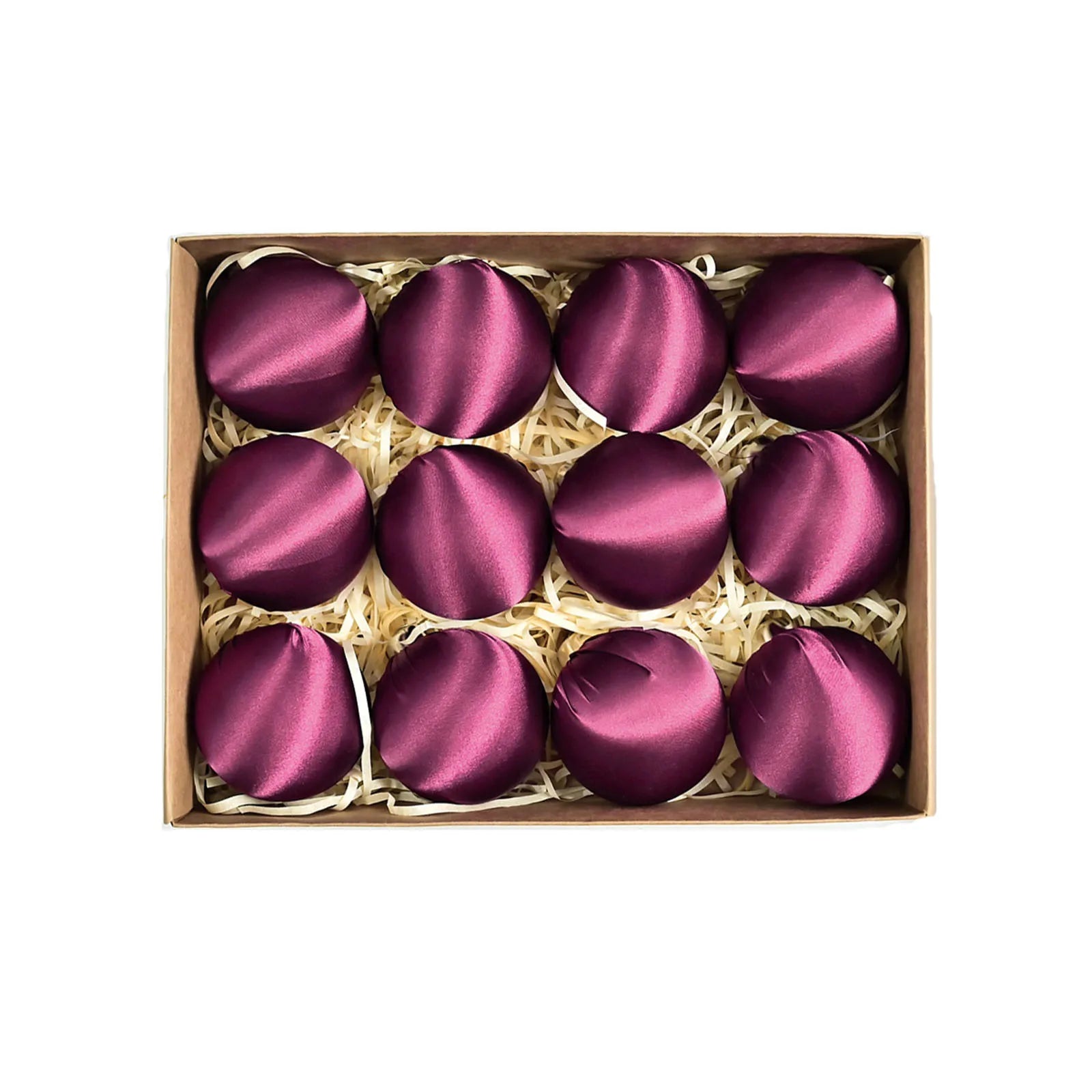 Beautiful set of satin silk ball ornaments in trendy patterns like leopard and zebra, great for unique holiday decorations.