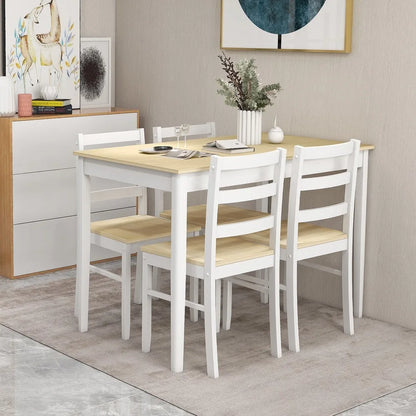 5-Piece Solid Wood Kitchen Table Set for 4