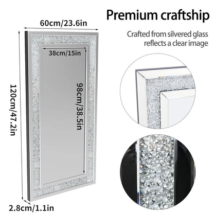 Decorative & Charming 47.2" Tall Full Length Crushed Glass Wall Mirror
