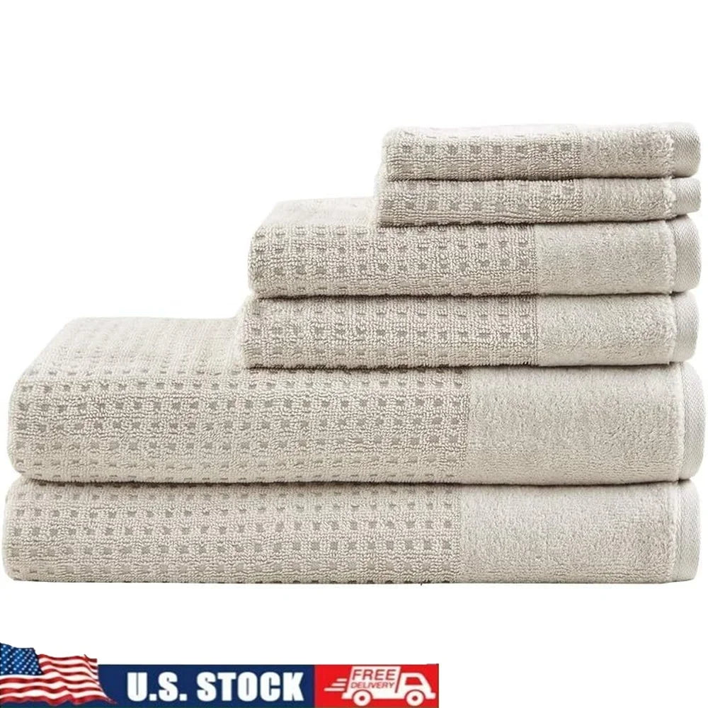 Modern Luxurious 100% Cotton Natural Color Bath Towel 6-Piece Set