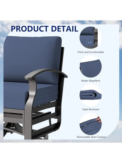 3-Piece Aluminum Outdoor Swivel Rocking Chair Set
