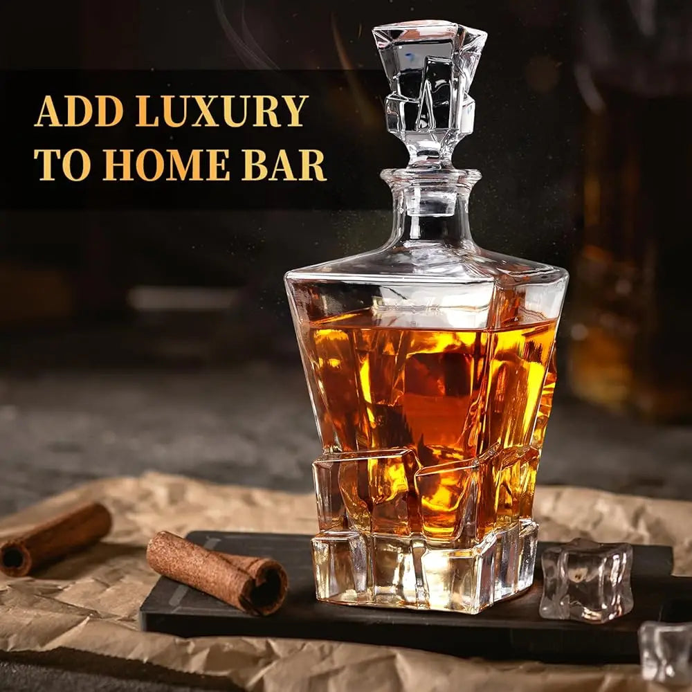 Crystal Whiskey/Bourbon Decanter Set w/4 Glasses