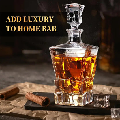 Crystal Whiskey/Bourbon Decanter Set w/4 Glasses