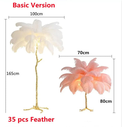 Modern Nordic Ostrich Feather Luxury Floor/Table LED Lamp 
