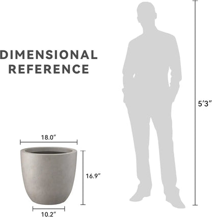 Large & Versatile 18" Concrete Round Planter w/Drainage Hole