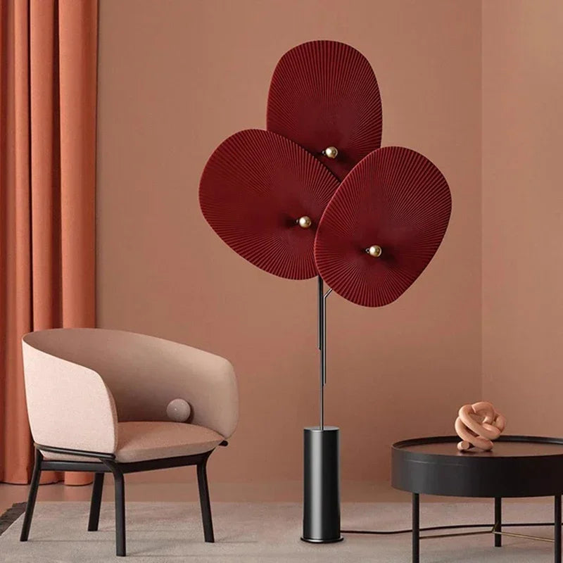 Elegant Modern Triple Floral Floor Lamp with vibrant yellow color accentuating a modern decor.