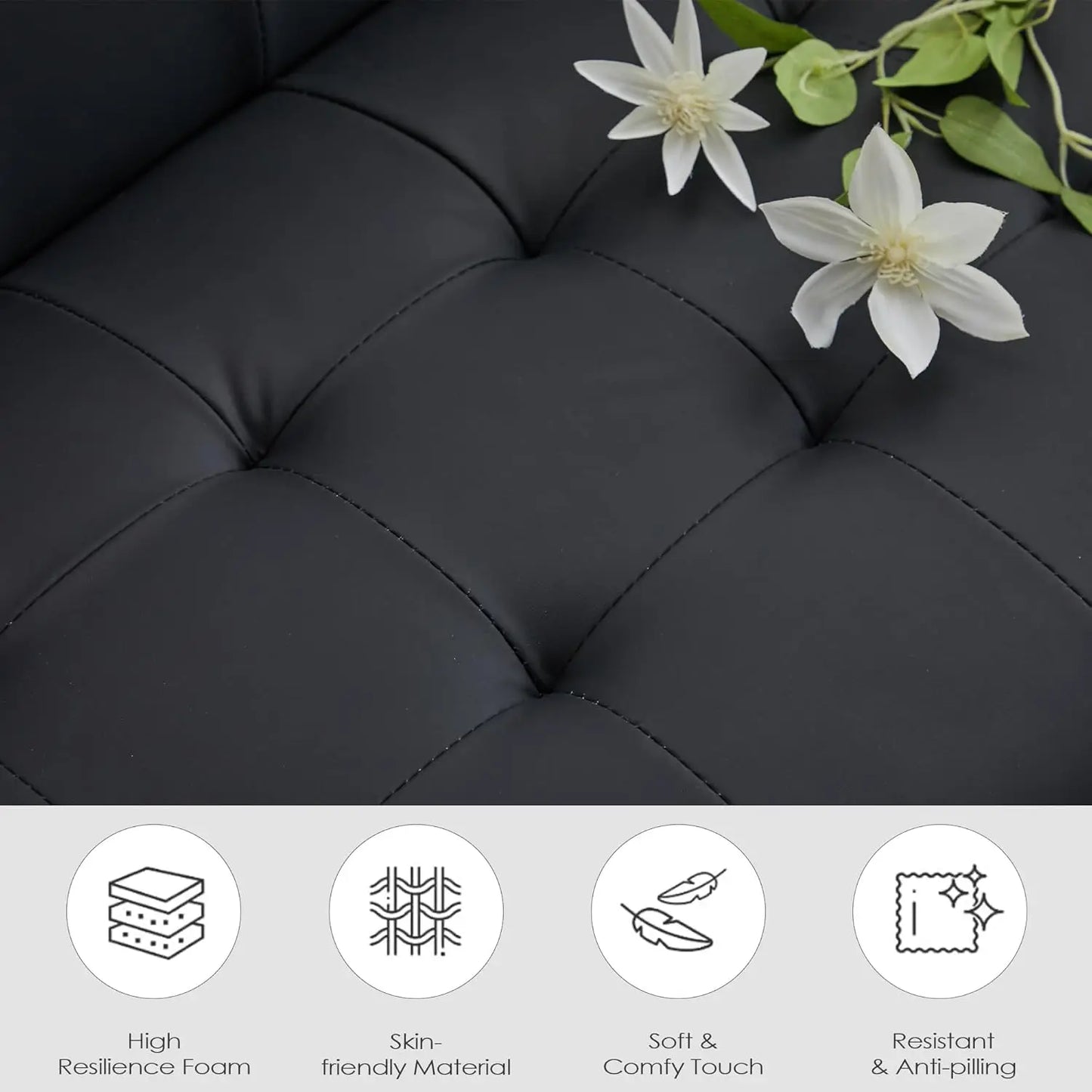 2-Piece Tufted Black Accent Chairs