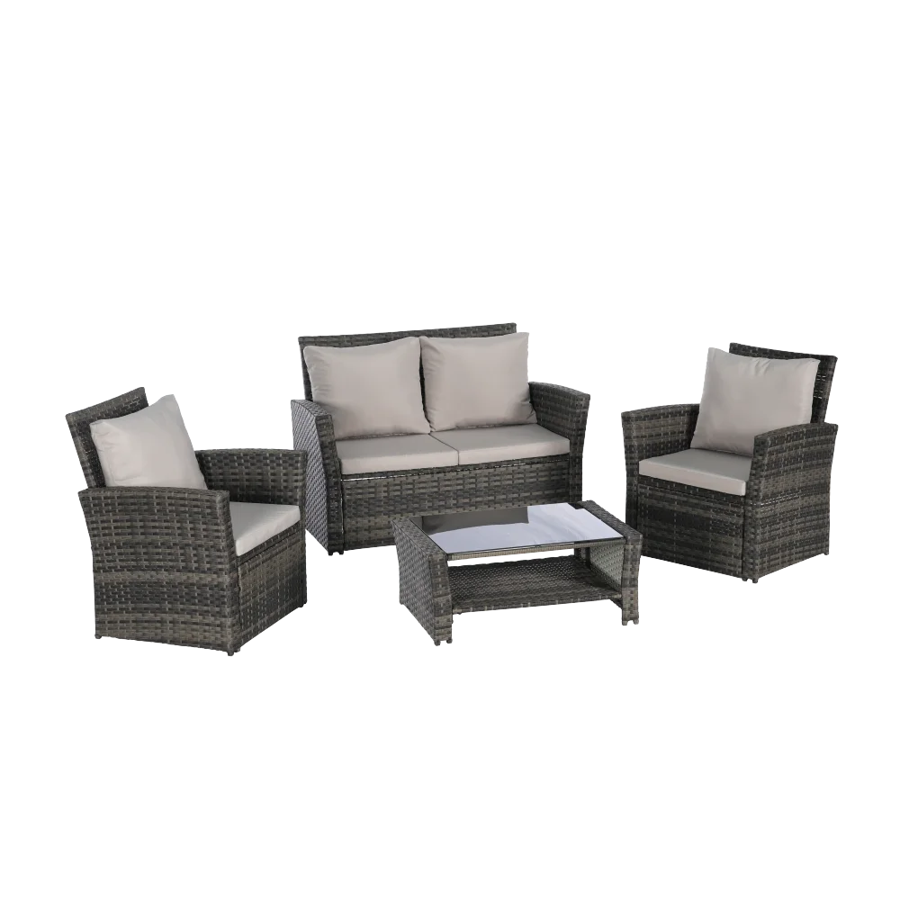 4-Piece Outdoor Modular Rattan Wicker Patio Set