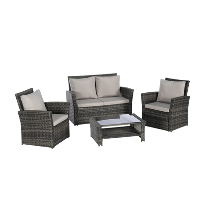 4-Piece Outdoor Modular Rattan Wicker Patio Set