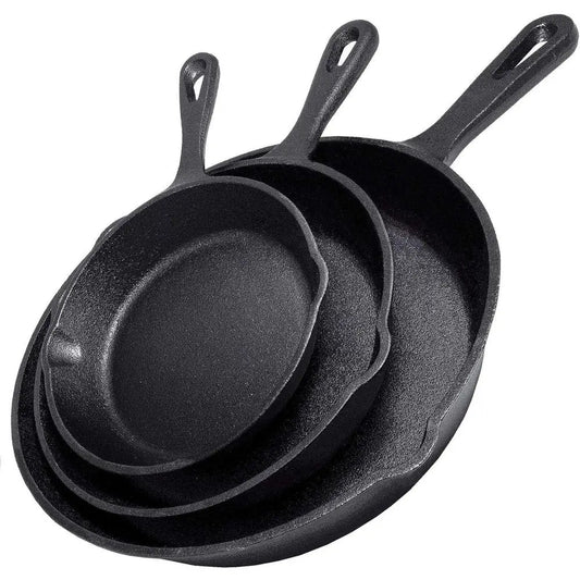 Heavy Duty Cast Iron 3-Piece Pre-seasoned Skillet Set