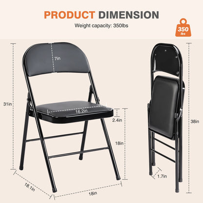 Set of 4 Padded Folding Chairs highlighting their premium padding and sleek design, perfect for indoor and outdoor settings.