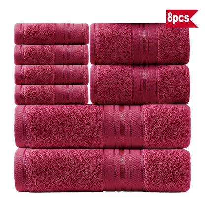 Classic white Luxury 8-Piece Cotton Bath Towel Set, 550 GSM perfect for any bathroom decor.