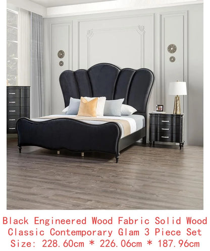 Lovely 3-Piece Queen Size Light Grey Bedroom Set w/2 Nightstands