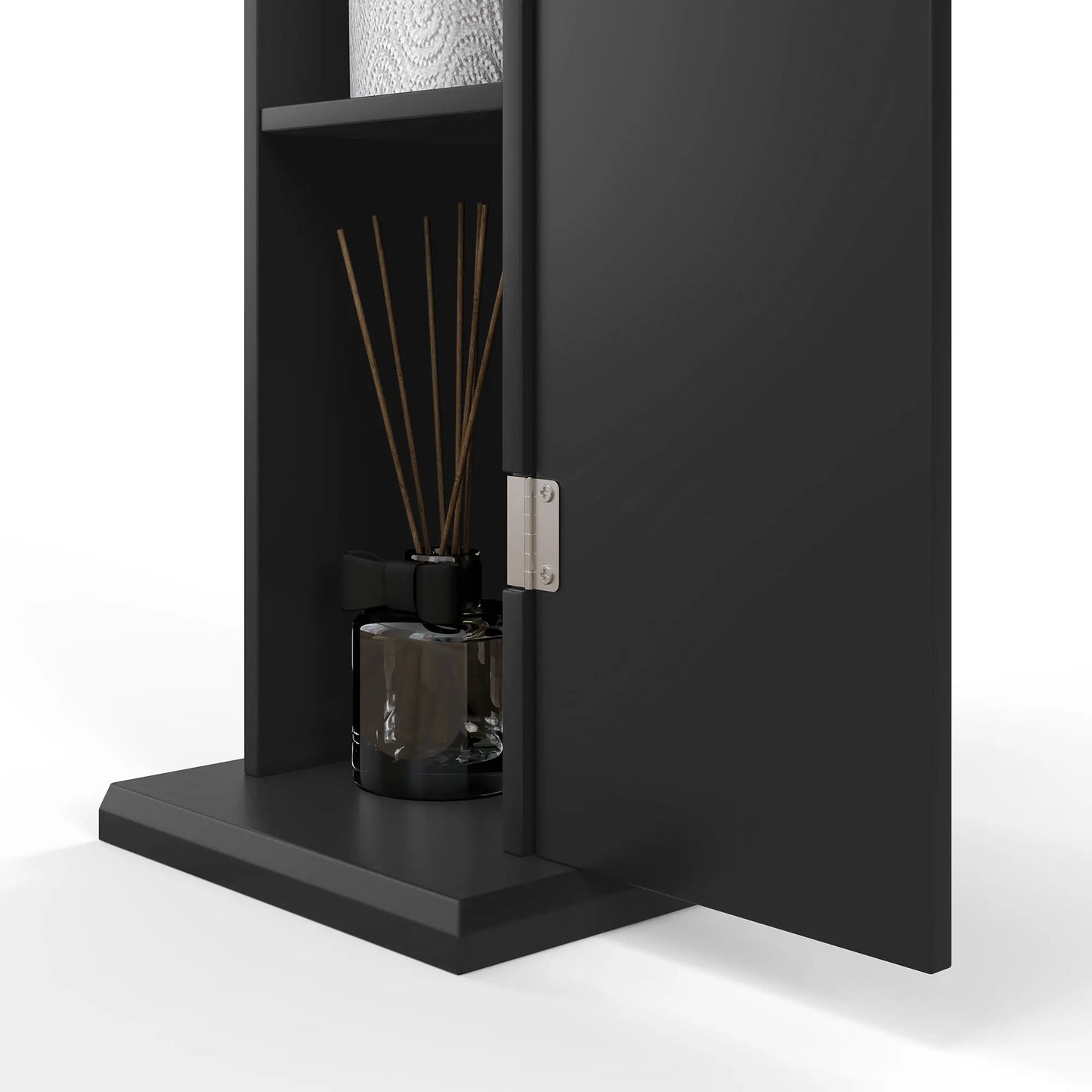 Black Toilet Paper Floor Cabinet w/Shelves