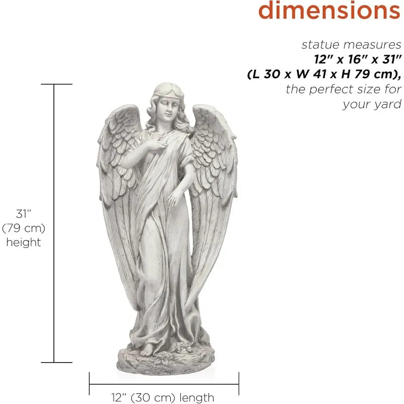 Modern 31" Tall Calming Guardian Angel Garden Statue   