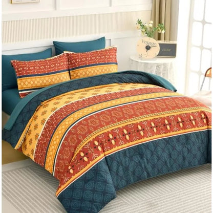Complete view of the Boho King Comforter Set spread on a bed, styled for a warm, inviting bohemian look.