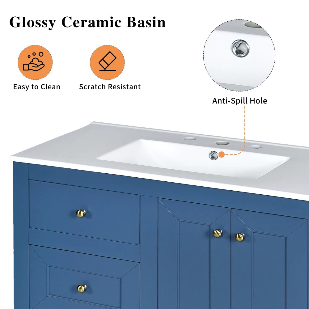 36" Bathroom Vanity with Ceramic Sink