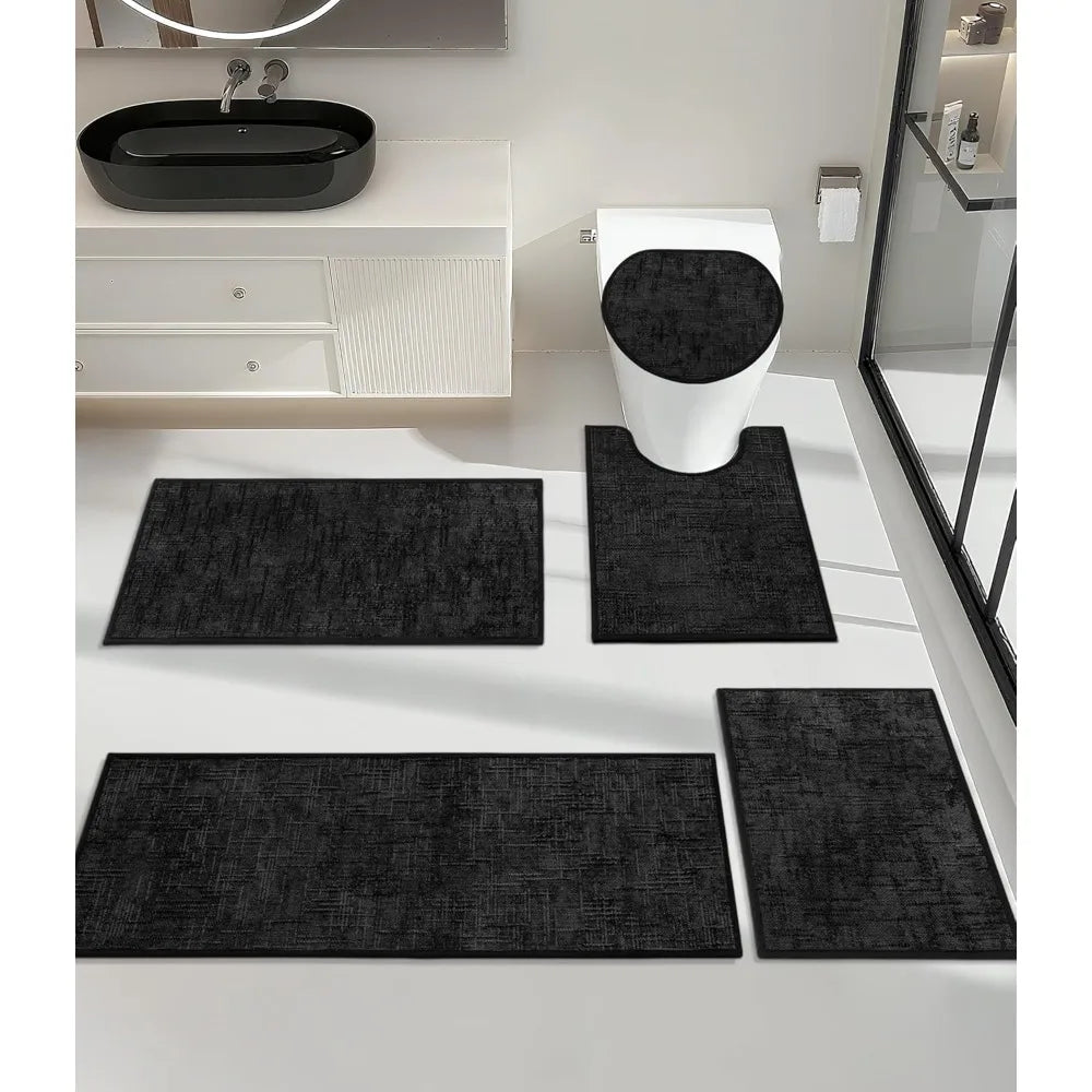 Lightweight & Ultra Thin Absorbent Bathroom Mats~5 Piece Set