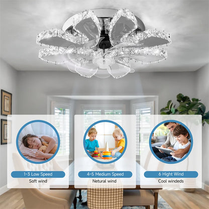 Modern Crystal LED Ceiling Fan Light/Decor Fixture