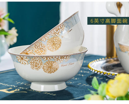 Charming Elegant 16-Piece Blue And White Ceramic Dinnerware Set elevating meal presentations.