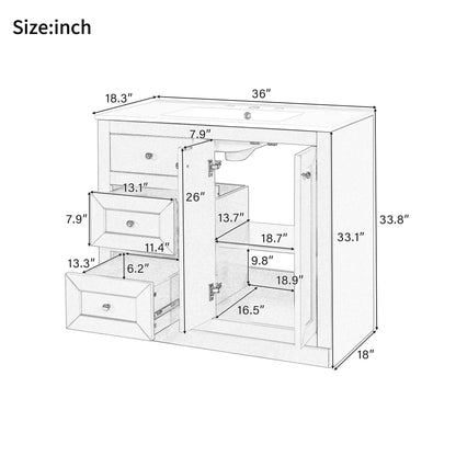 36" Bathroom Vanity with Ceramic Sink