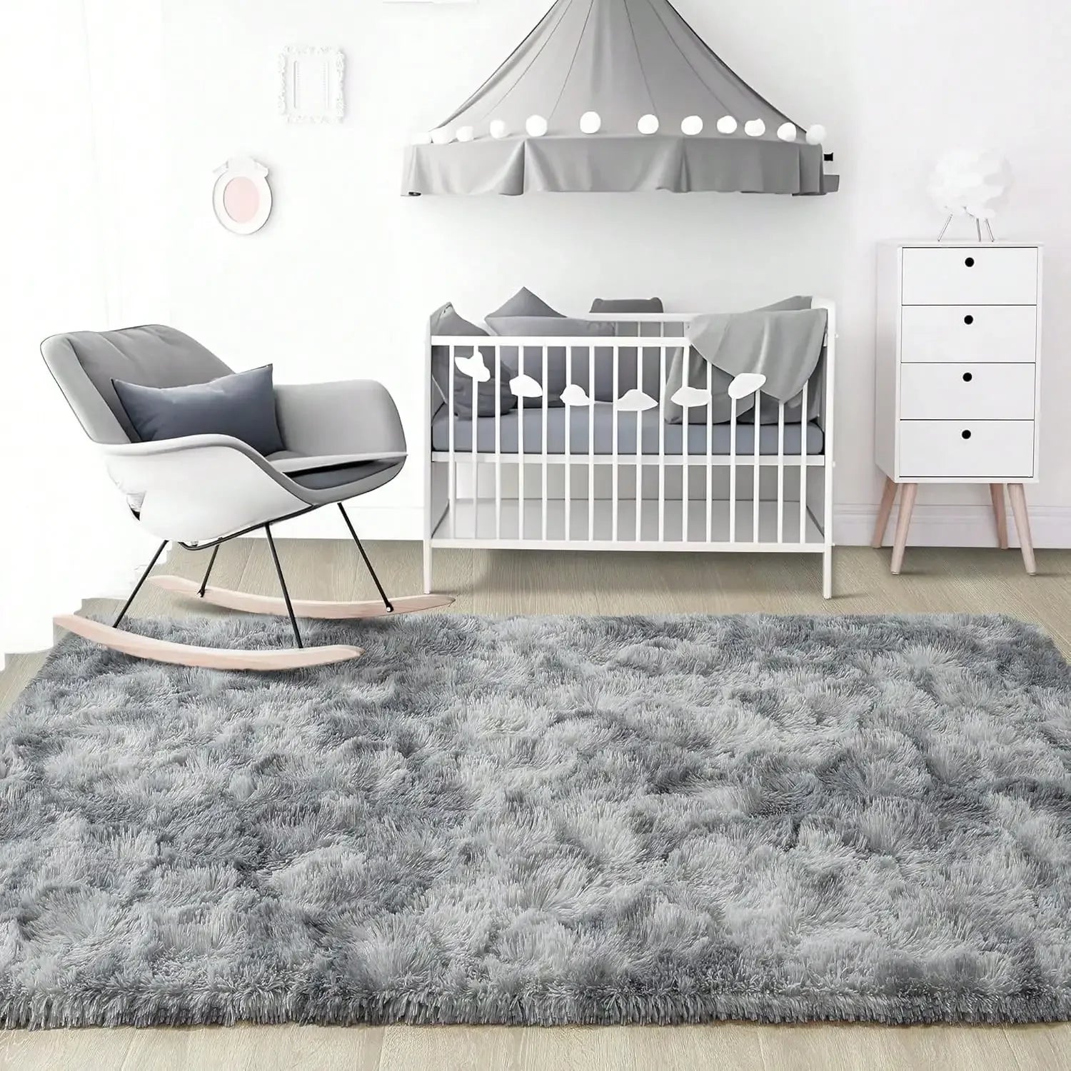 Close-up view of Fluffy Shag Area Rug highlighting the ultra-soft polyester fibers and high-density foam.