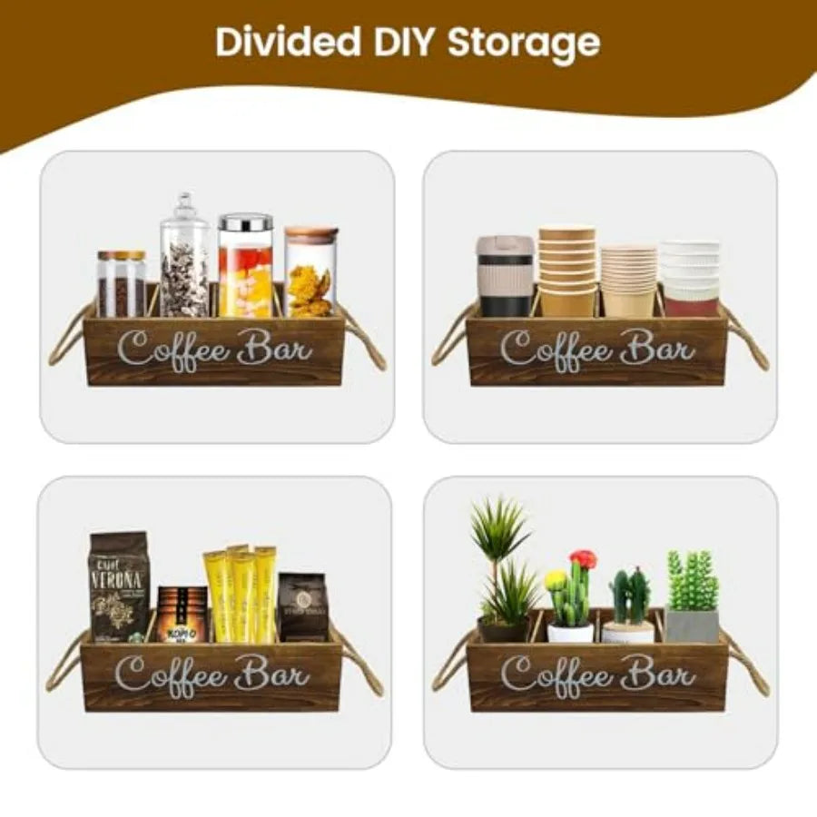 Inside view of the Rustic Farmhouse Coffee Bar Organizer showing neatly arranged coffee pods, perfect for a cozy farmhouse coffee organizer.