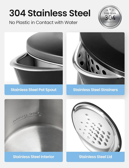 Comfee’ 1.7L Black Double Wall Electric Kettle highlighted for its auto shut-off and boil-dry protection features.