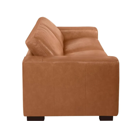 Modern Genuine Leather Mini Loveseat Sofa