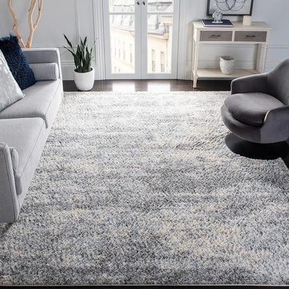 Luxury Grey Blue Shag Area Rug 9x12 – Plush High Pile, Soft Non-Shedding Modern Abstract Rug for Living Room & Bedroom, showcasing luxury shag area rug texture.