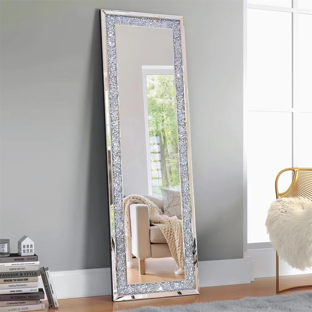 Decorative & Charming 47.2" Tall Full Length Crushed Glass Wall Mirror