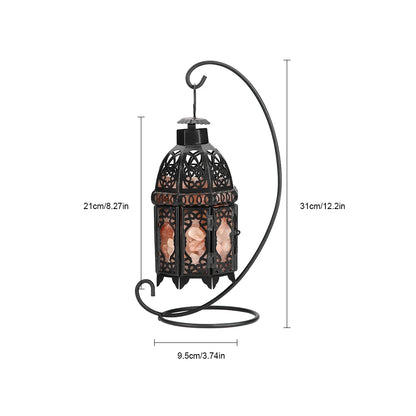 Vintage Iron Frame Natural Crystal Salt Rock Lamp