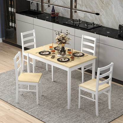5-Piece Solid Wood Kitchen Table Set for 4